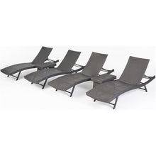 Noble House Kauai Outdoor 6-Pc Wicker Chaise Lounge Set Grey