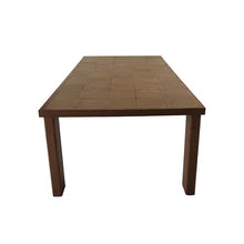 NADAAL STUDIOS Emeren Outdoor Dining Table, Rectangular Ceramic Tile Inlay, Solid Teak Frame, Seating for Eight, Brown
