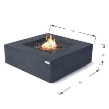 Roraima Concrete Fire Pit 40" x 40" Outdoor Patio Firepit Includes Fire Glass Modern Fire Pits & Outdoor Fireplaces for Garden, Deck, Indoor & Outdoor Heating