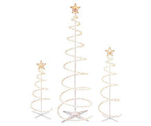 4 Sets of 3 Lighted Spiral Christmas Trees - 3 Ft 4 Ft and 6 Ft - 270 Clear Lights - Winter Wonder Lane