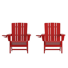 Taylor & Logan Hedley Adirondack Chair with Cup Holder, Weather Resistant HDPE Adirondack Chair in Red, Set of 2