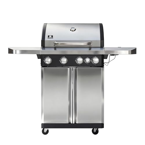 IRONYAK Propane Gas Grill Stainless Steel 4 Burner 50000 BTU & Side Burner