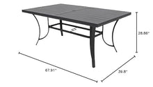 Four Seasons Courtyard Palermo Slat Top Table with Aluminum and Powder Coated Frame and Umbrella Hole for Outdoor Dining Tables, Gray