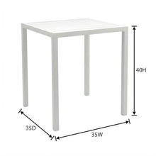 Outdoor Escape White Square Outdoor Patio Bar Table, Contemporary Style, 35W X 35D X 40H Inches, Durable Finish, for Dining, Entertaining