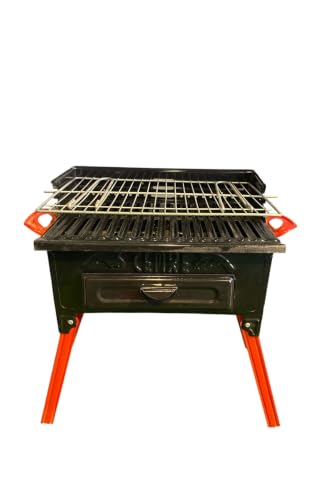 Enamel Coated Raised Charcoal Grill with Acrylic Material, 70.9 in Width and 78.7 in Height, Footed Design for Easy Cleaning, Traditional Outdoor Cooking