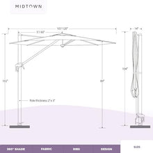 Midtown Umbrellas Grande Round - 10 Ft Cantilever Umbrella