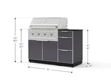 NewAge Products Classic Series 4PC Aluminum Slate Gray Modular Outdoor Kitchen Grill Island with 36" Performance Grill NG - 24"D x 52"W x 47.5"H