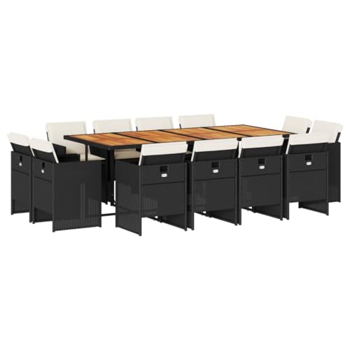 AMBERARD Patio Dining Set Set of 12 Black and Brown Furniture Set