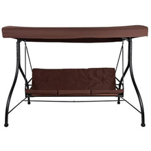 Afuera Living 3 Seat Patio Convertible Swing and Hammock, 86" W x 48" D, Steel Frame, Brown Finish, Adjustable Canopy, Removable Cushions, Flat Bed Option, Modern Style Outdoor Furniture for Backyard