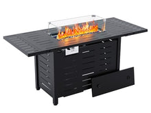 GarveeLife 55" Propane Fire Pit Table, 48000 BTU Gas Fire Pit Table with Ignition System, Outdoor Fire Table with Glass Rocks for Patio Garden Backyard, Rain Cover and Wind Guard Glass Included