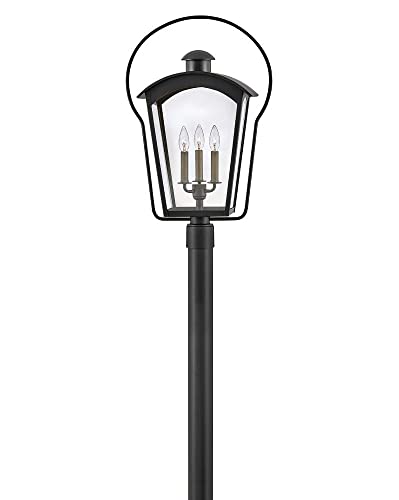 Hinkley Yale Large Outdoor Three Light Post Mount Lantern, Black Finish