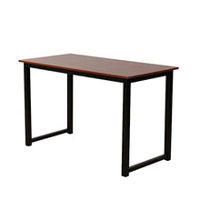 NRFJFOP Antique Iron Frame Wood Grain Veneer MDF Table 47 * 24 * 29" Teak Color