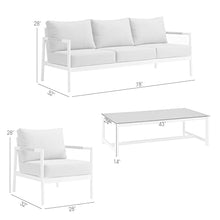 Armen Living Royal Modern Outdoor Patio Conversation Set 4 Piece White