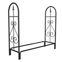 WXPWAMZ Cast Iron Firewood Rack, Large Firewood Log Rack for Wood Burning Stove/Under Eaves/Back Porch Storage Rack