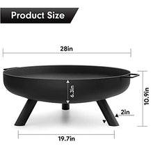 Outdoor Fire Pits & Bowls, Wood Burning Fire Bowl Fireplace, Large Round Cast Iron Heating Basin for Outside Backyard Deck Camping Beach