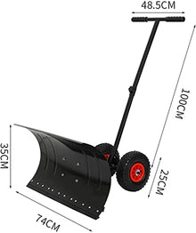 Snow Shovel Outdoor Snow Shovels with Adjustable Height Hand |Rolling Snow Plough with Wheels for Road Snow Removal Tools Snow Pusher
