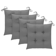 Foknhdi 4-Pack Teak Outdoor Dining Chairs with Gray Cushions, 21.7x20.3x33.1 in Solid Weather-Resistant Patio Seating for Garden, Balcony, Backyard
