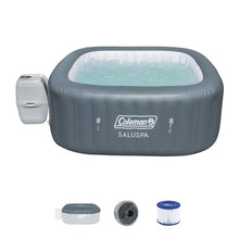 Coleman SaluSpa 114 AirJet Inflatable Square Hot Tub Gray with Bestway Non-Slip Spa Seat 4-Pack