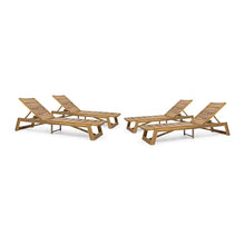 Christopher Knight Home Maki Outdoor Acacia Wood Chaise Lounge Set of 4 Teak Yellow