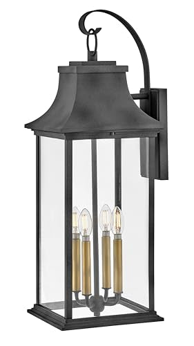Hinkley Adair Extra Large Outdoor Wall Lantern, Aged Zinc/Heritage Brass