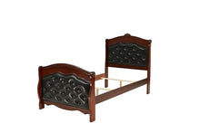 Kaimei Dark Cherry Twin Bed Espresso Faux Leather
