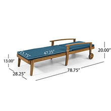 Christopher Knight Home Jason Outdoor Chaise Lounge with Water Resistant Cushion - Acacia Wood - Teak/Blue (Set of 2)