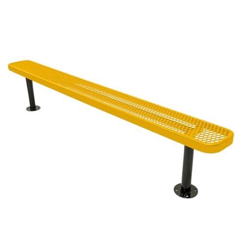 COATEDOUTDOORFURNITURE Bench, Textured Yellow, Expanded, 8Ft, No Back