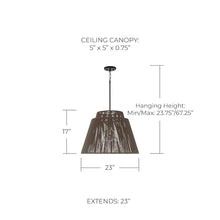 Capital Lighting 956311UK Jasper Indoor/Outdoor Hand-Wrapped Resin Pendant, 1-Light 100 Watt, 17" H x 23" W, Umber and Black