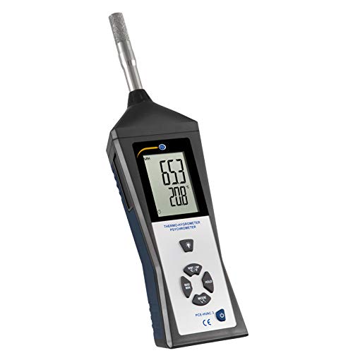 PCE Instruments PCE-HVAC 3S Hygrometer, for HVAC Monitoring, Measures Humidity 0…100% RH & Temp -30…100°C / -22…212°F, with Dew Point, Wet Bulb, Min/Max, Data Hold & Backlit LCD