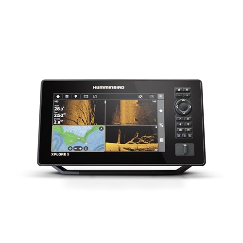Humminbird XPLORE 9 GPS Fish Finder with Transducer, MEGA Side Imaging+ & HD Touchscreen Display Black