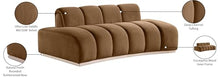 Meridian Furniture 44093Saddle-L Jace Collection Art Deco Loveseat, Ultra Luxe Saddle 460 GSM Velvet, Natural Finish Rubberwood Base, Eucalyptus Wood Frame, Tufting, 78.5" W x 38.5" D x 28" H, Saddle
