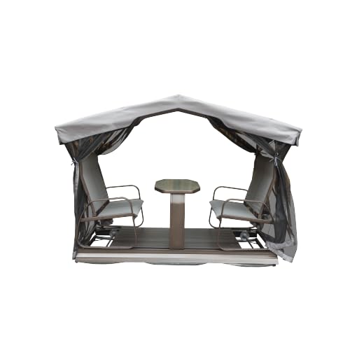4-Seat Outdoor Glider Benches with Canopy, Retro Metal Glider Chair with Aluminum Frame, Patio Swing Chair for Outside,Garden,Lawn
