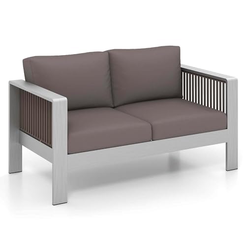 Modern Patio Loveseat Outdoor Sectional Sofa W/Cushions Grey