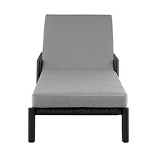 Armen Living Grand Modern Adjustable Metal and Wicker Outdoor Patio Chaise Lounge Chair Black
