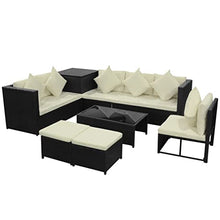 NLQMSU Modular Patio Furniture Set 8 Pieces Black Beige
