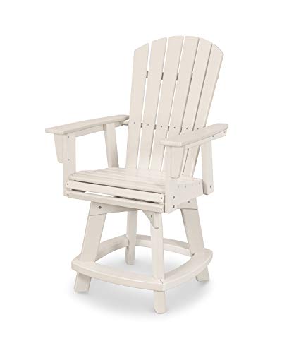 POLYWOOD® Nautical Curveback Adirondack Swivel Counter Chair in Sand
