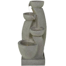 Deco 79 Fiberglass 4 Tier Fountain with LED Light, 20" x 18" x 44", Gray