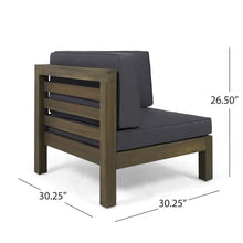 WEALTHKING 3-Piece Outdoor Modular Sofa Set with Twin Sectional End Pieces and Armless Component – Configurable Design for Small Yards, Urban Apartments (Dark Gray + Acacia Wood)