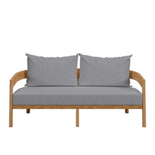 Modway Brisbane Modern Teak Wood Fabric Patio Loveseat Natural Gray