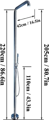 MKLFBY Outside Shower Outdoor Shower with Rain Shower and Handheld Shower Head, Floor Mounted Poolside Shower, Bathtub & Shower Trim Systems for Outdoor Indoor
