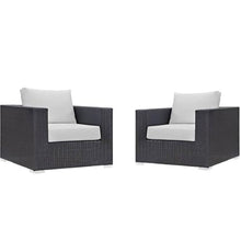 Home Square 2 Piece Rattan and Aluminum Outdoor Patio Chair Set - Espresso/White