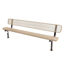 COATEDOUTDOORFURNITURE Bench, Tan, Expanded, 8Ft, with Back, Surface