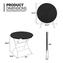 MoNiBloom 2.6Ft Round Foldable Table Set, 5-Piece Portable Plastic Commercial Card Table for Banquet Even Indoor Outdoor, Balck - No Assembly