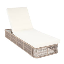 Christopher Knight Home Xayo Set of 4 Patio Chaise Lounge Chair Outdoor with 4-Thick Cushion, Metal Poolside Sun Lounger with Cross-Weave Rope Accent, Adjustable Backrest Pool Lounger, Beige + Cream