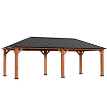Modern Shade Cedar Wood Gazebo 12'x24' with Galvanized Steel Roof, Hardtop Gazebo with Cedar Frame Permanent Outdoor Structure for Backyard, Garden and Patio