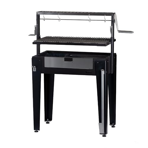 GW Store - Charcoal Grill Maiten - Freestanding Santa Maria Barbecue, Adjustable Height, Detachable Front Cover, 22 lbs Capacity - Ideal for Camping