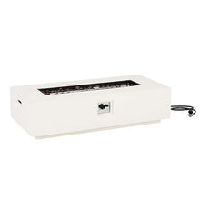 Merax 56" Rectangular MGO Propane Fire Pit Table, 50,000 BTU Outdoor Patio Heater with Modern Concrete Design for Backyard, Deck, Garden (Tank Cover Not Included), White