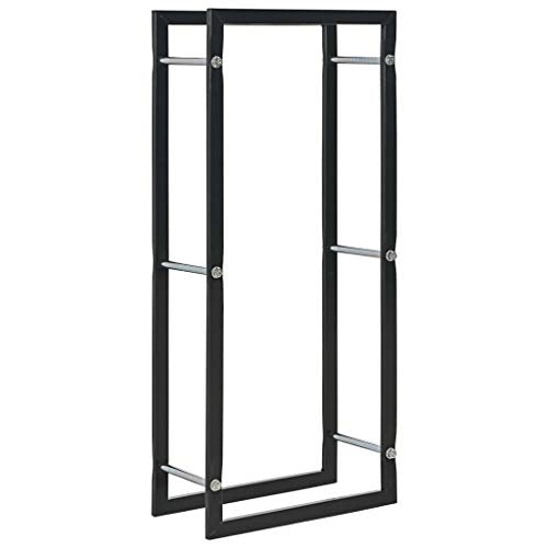 WXPWAMZ Firewood Rack Black 44X20X100 Cm Steel, Firewood Log Rack, Firewood Storage Rack Shelf, Ventilation Metal Log Store Holder For Outdoor Or Indoor Wood Stand Set Log Racks