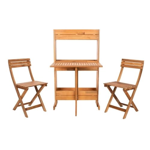 SAFAVIEH PAT7047A Outdoor Collection Barley Natural Flower Shelf 3-Piece Bistro Set