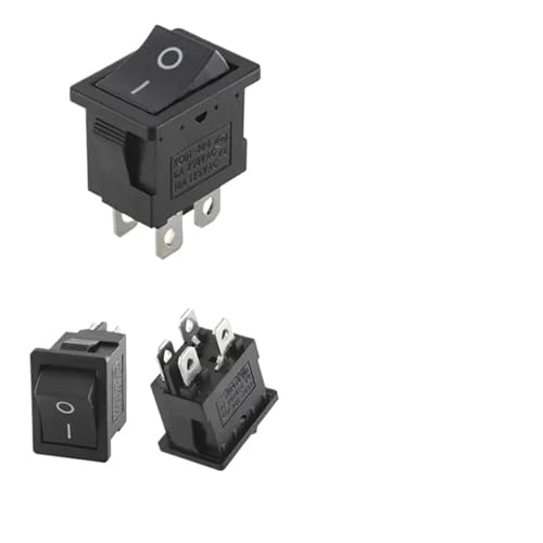 100PCS KCD1 Series 2/3/4 Pin ON-Off Boat Car Rocker Position Power Switches 15mm x 21mm Black Red Green 6A/250V 10A/125V AC(Black 4Pin,10000 PCS)